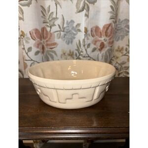 Mountainside Arts and Crafts Pottery 10" Ivory Colored Bowl VTG 1930s